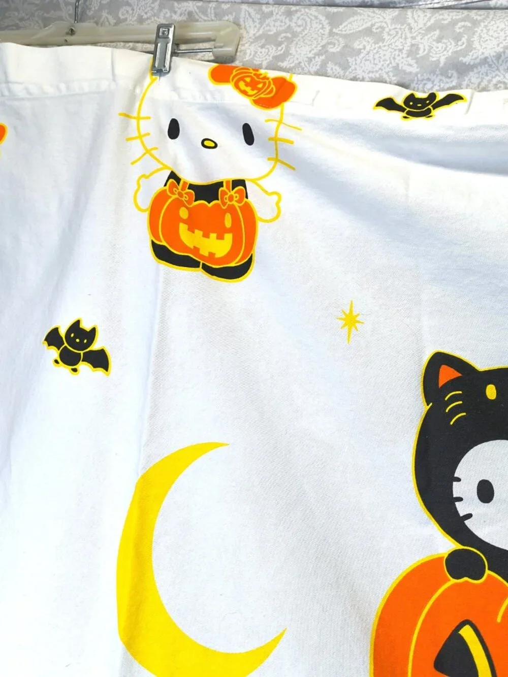 Hello Kitty Halloween Shower Curtain- Jack-o-lantern - black cat - moon - ghost